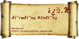 Örmény Mihály névjegykártya